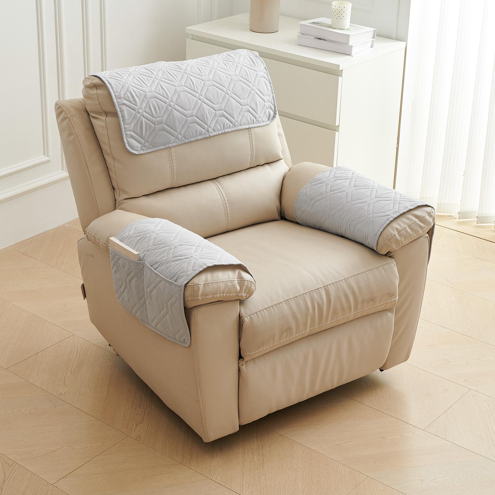 

Подушка для подголовника дивана, подушка для подлокотника, набор из 3 предметов с карманом для хранения в форме восьмерки, полотенце для подлокотника кресла 1 Seat светло-серый