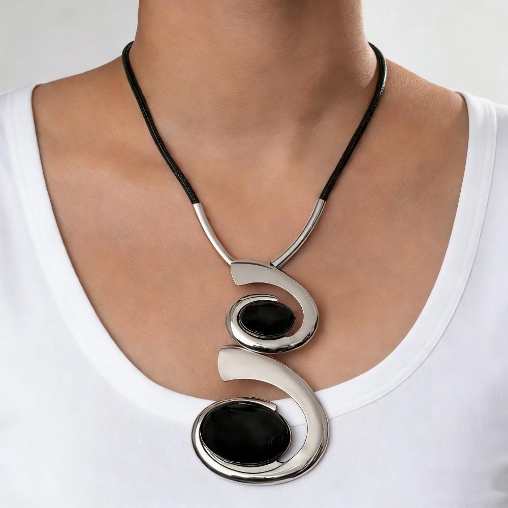 European and American Bohemian Style Spiral Snail-shaped Acrylic Gem Jewelry Set Women's Necklace Bracelet Combination