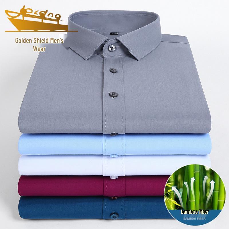 Golden Shield Men's Short Sleeve Bamboo Fiber Non-Iron Business Shirt