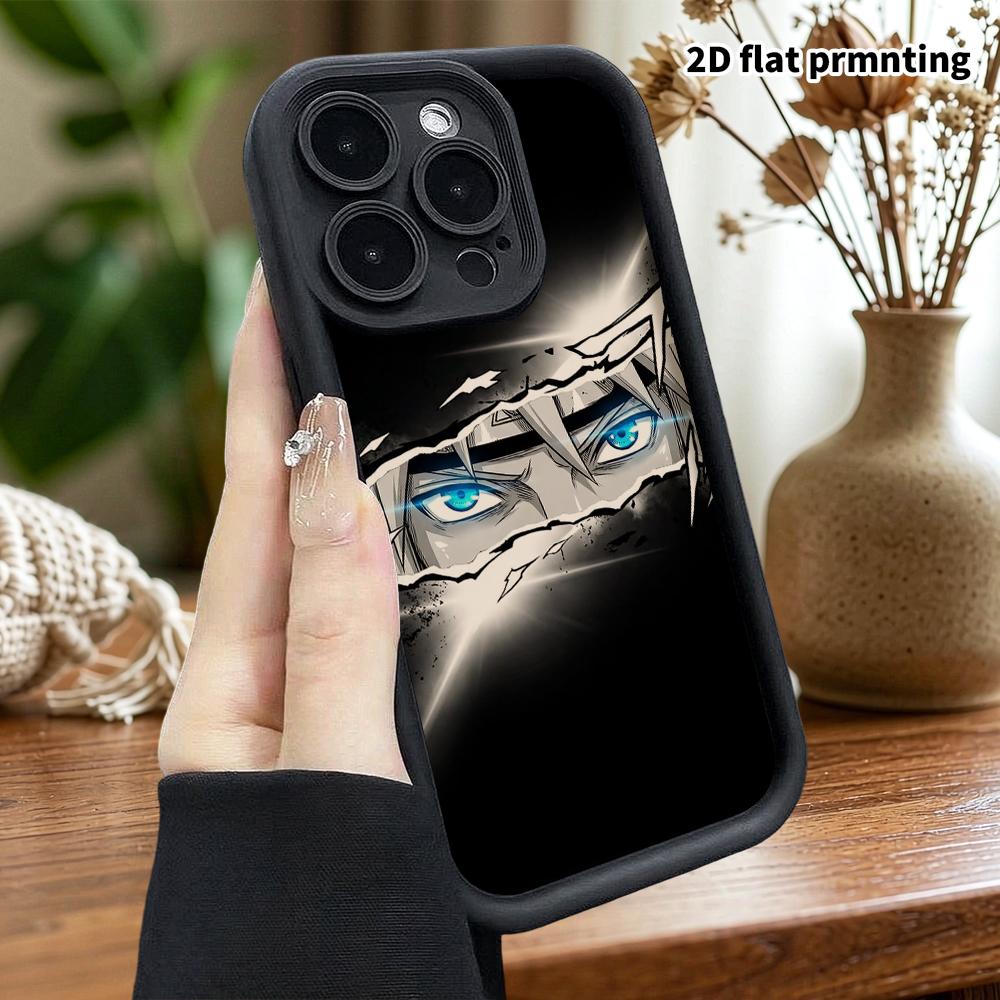 Phone Case: 2D flat, suitable for iPhone 18, 17, 16, 15, 14, 13, 12Pro protective case, blue eyes, perfect Christmas and Halloween holiday gift
