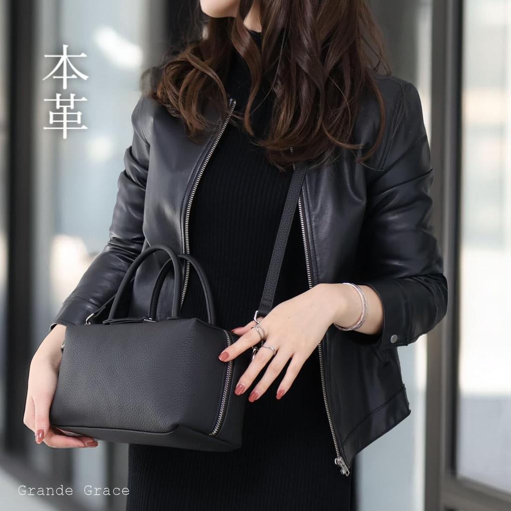 Grande Grace Echte Leder Boston TascheHorizontale Umhängetasche für Damen, Greige