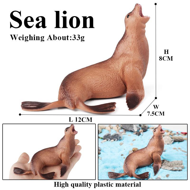 Oenux New Sea Life Seal Sea Lion Orcas Blue Whale Shark Megalodon Dolphin Aquarium Ocean Marine Animals Model Kids Toy Gift