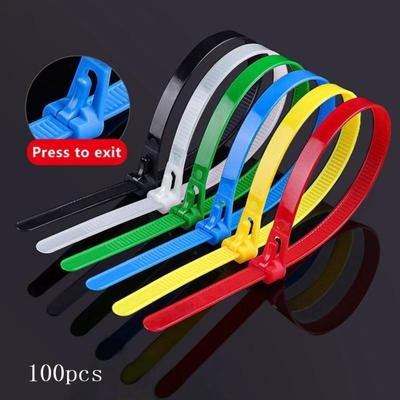 100 Stück Abnehmbare Kabelbinder Farbige Kunststoffe Wiederverwendbare Kabelbinder Nylon Schlaufenwickel Zip-Typ Kabelbinder Drahtbandage