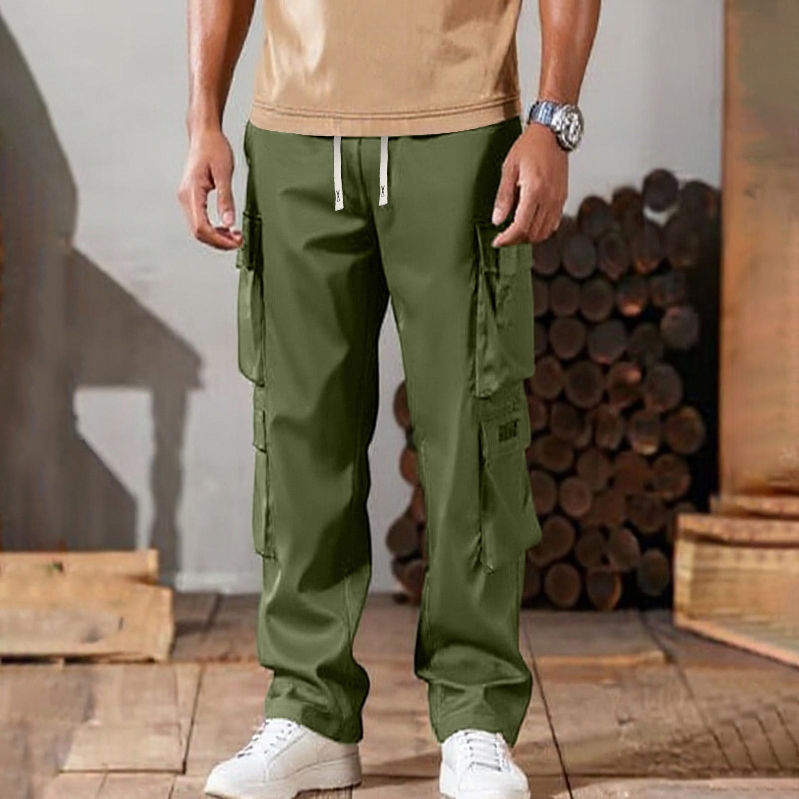 

Рабочие брюки для мужчин, Ретро тренд, Универсальные, Большого размера, Свободные рабочие брюки, Повседневные брюки прямого кроя M зелёный
