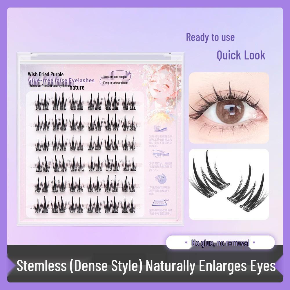 Self-Adhesive Stemless Double-Ended Sunflower Lashes - Natural Curl, Beginner-Friendly, No Remover Needed