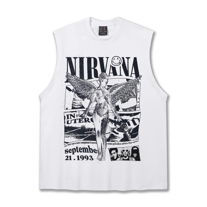Summer 2025 NIRVANA Retro Sleeveless Round Neck Men s T-Shirt XXL