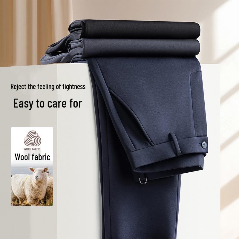 Autumn & Winter Men's Wool Business Trousers: Versatile Stretch Dress Pants for Work, Commute, or Casual Wear