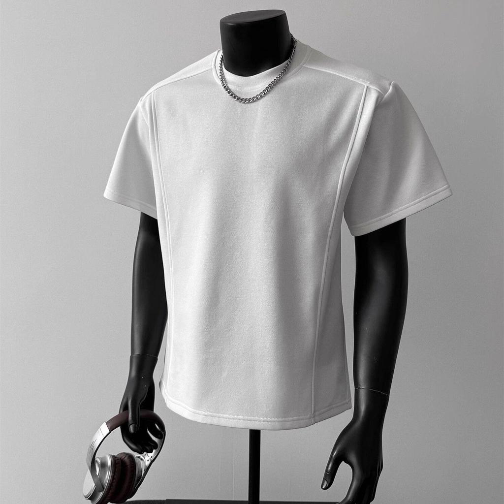2026 Summer Luxury Lightweight Men's Patchwork T-Shirt - Crisp, Handsome, Short-Sleeved Round Neck Top