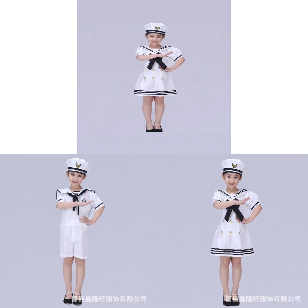 Childrens Navy Uniform Dance Costume With Polyester Fabric For Stage Performance