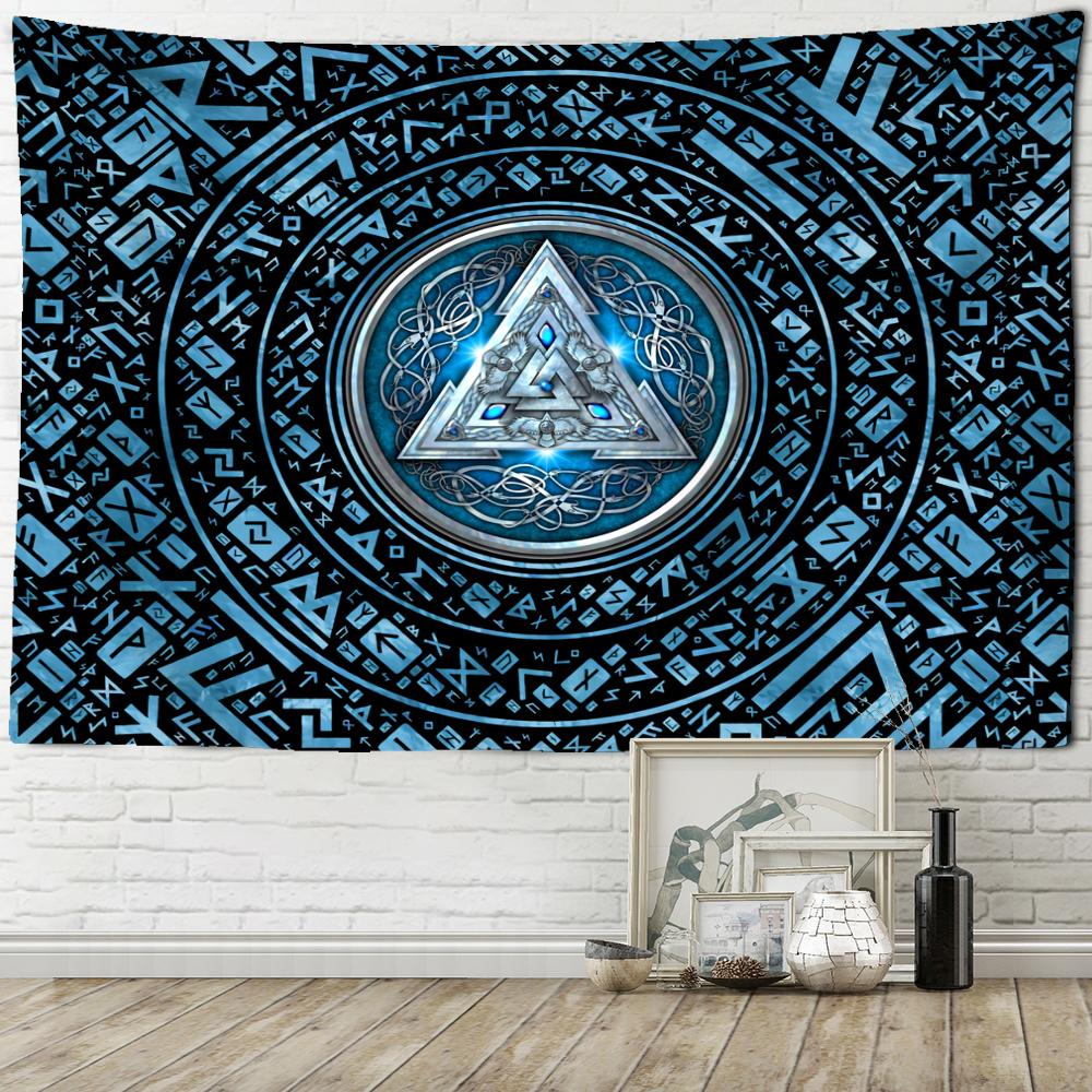 Gold Geprägte Rune Symbol Wandteppich Hängen Psychedelic Hippie Tapiz Mystic Kunst Wohnheim Dekor Hintergrund Tuch