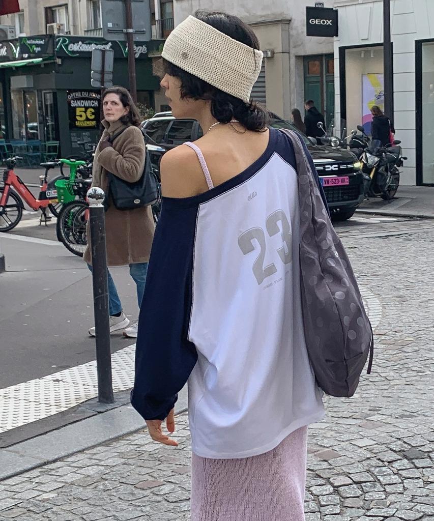 CITTA Number 23 Raglan Off-Shoulder T-Shirt_Ctt3002(White)