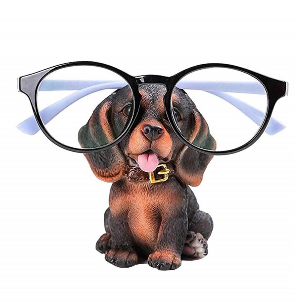 Puppy Dog Glasses Holder - Dog Shaped Spectacle Holder - Eyeglasses Display Stand - Home Desk Office Decor For Friend Family чёрный