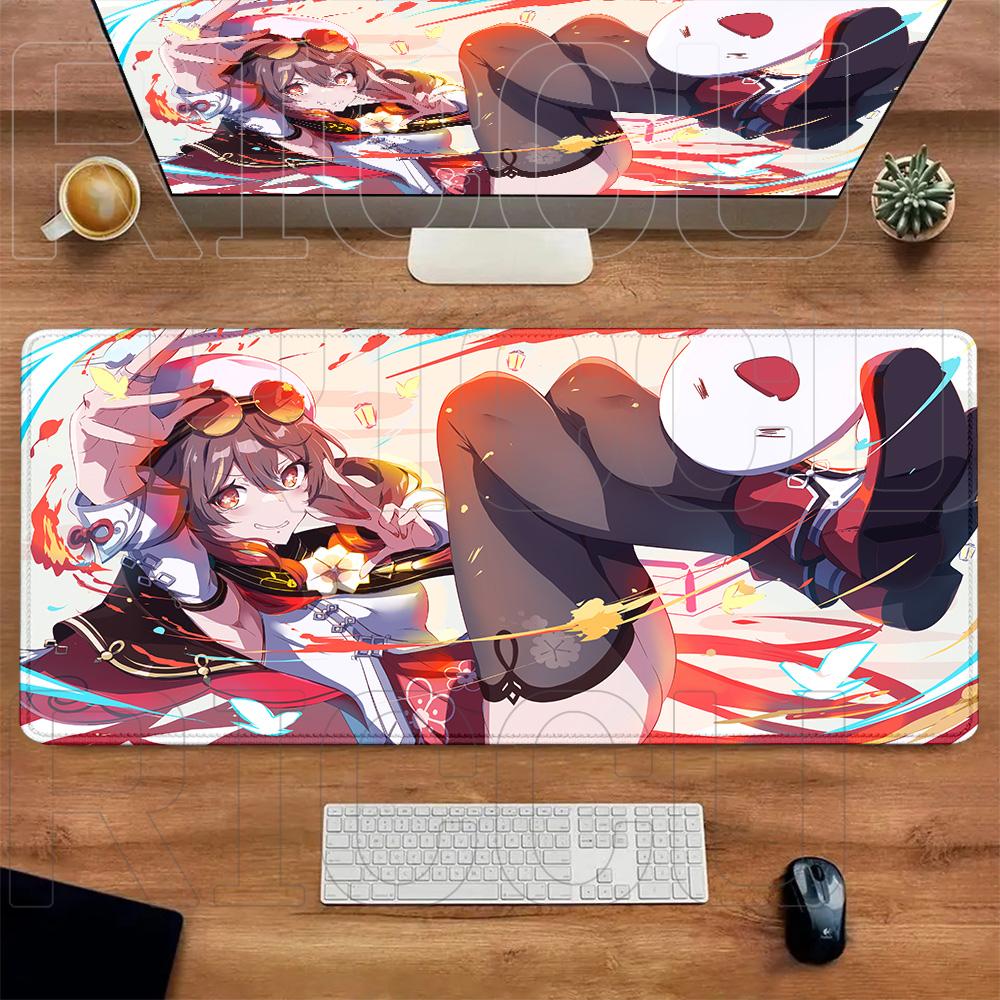 XXL Teppich Anime Hu Tao HD Druck Mauspads Gummi Gaming Genshin Impact Mauspads Tastaturmatten Computer PC Laptop Spieltischmatte