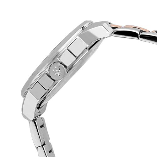 Maserati Men's Successo Series Chronograph Quartz Watch with Calendar, Silver and Blue Display, 50m Water Resistance, 44mm Analog Business Watch, Mode