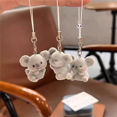 Bag Charm 3D Flocking Pendant Pet Pendant Koala Key Ring Koala Animal Keychains  Friend Gift