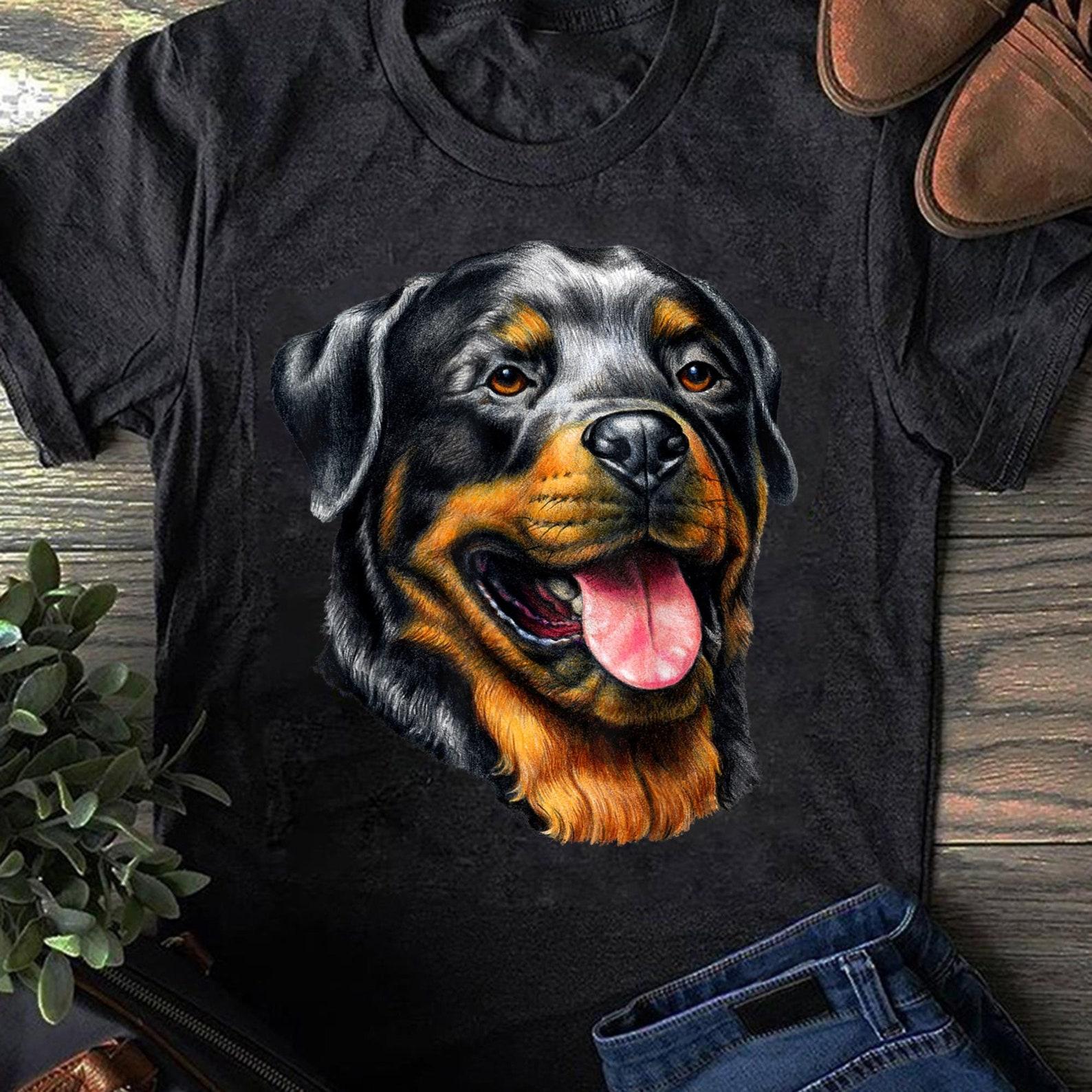 Face Portrait Watercolor Painting Rott Cool Dog Rottweiler , Gift for Dog Lovers - Funny Dog - Rottweiler Lovers - Mother s Day L