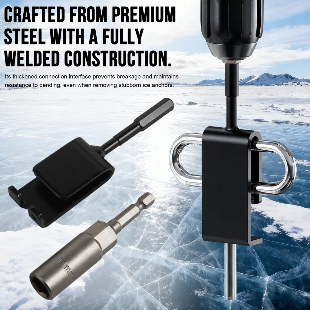 Ice Anchor Power Drill Adapter with Sleeve Ice Auger Adapter Shaft for Setting Up Ice Fishing Shelter Tent Tent Peg Drilling