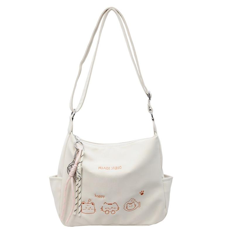 Small Fresh and Sweet Messenger Bag Women's Large-capacity Soft Leather Texture Casual Shoulder Bag Cute Flower Foreign Tote Bag