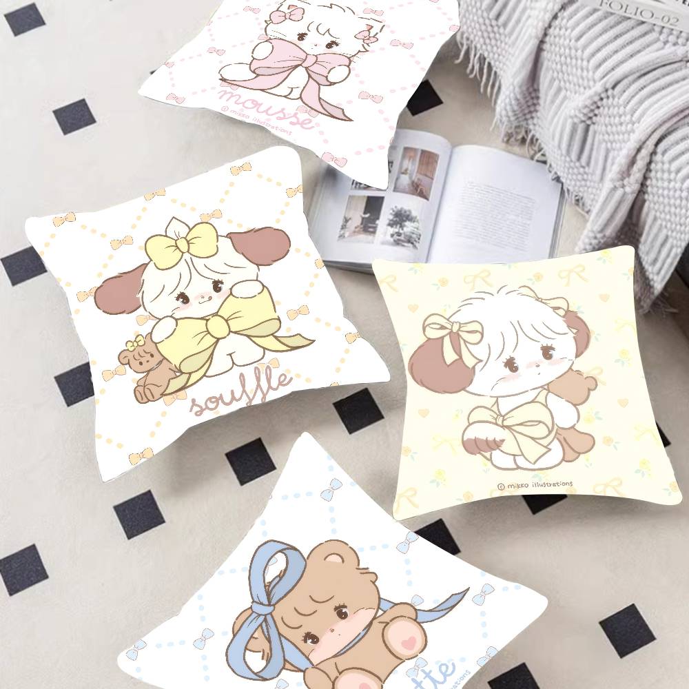 Cute M-Mikko I-Illustrations Pillow Cover Sofa Cushion Cover Home Room Decoration Children Gift