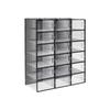 Pudełka na buty, Zestaw 18 sztuk Stackable Shoe Storage Organisers, Składane i Wszechstronne do Trampek, Pasują do rozmiaru UK 10.5, Przezroczyste i Czarne