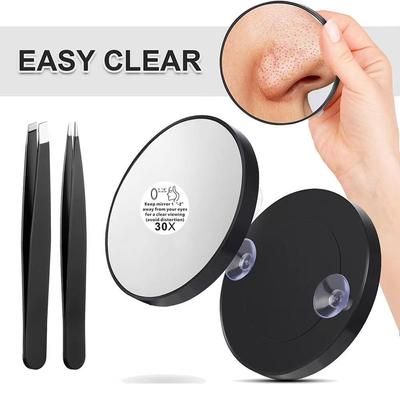 30x Zvětšovací zrcátko na make-up a holení s přísavkami - Ruční kulaté zrcátko s 10x, 20x a 30x zvětšením