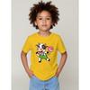 European Size Boys Round-neck Short-sleeved T-shirt with Cartoon Cow Holding Lollipop Pattern Print