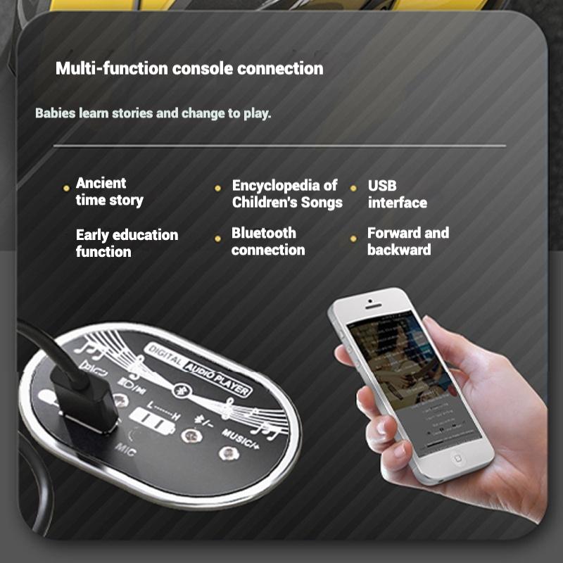 Kinder Elektro-Motorrad Dreiräder Dual Drive Kinderauto mit Fernbedienung Bluetooth Musik LED-Licht