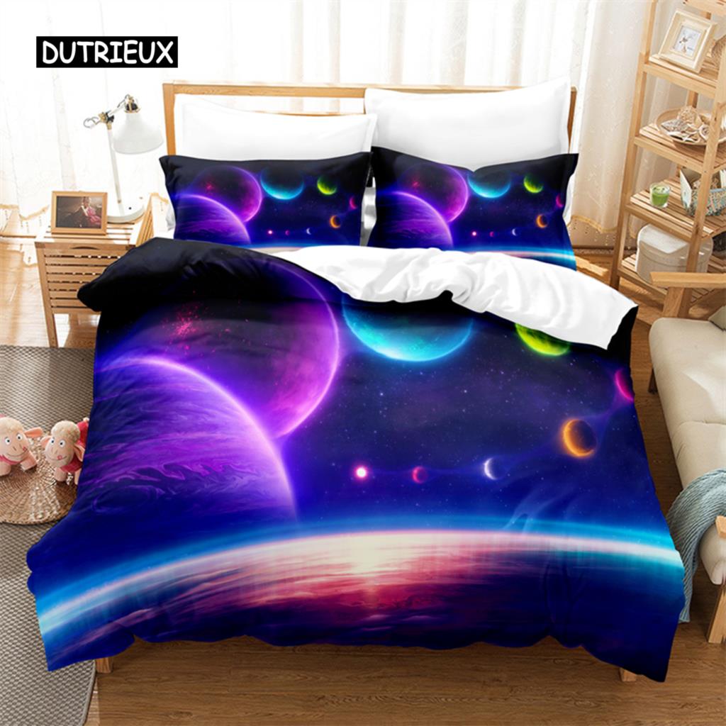 Colorful Planet Bed Cover Package Bed Cover Package 3d Bedding Digital Printing Bed Linen Queen Size Size Bed Package  Fashion Design