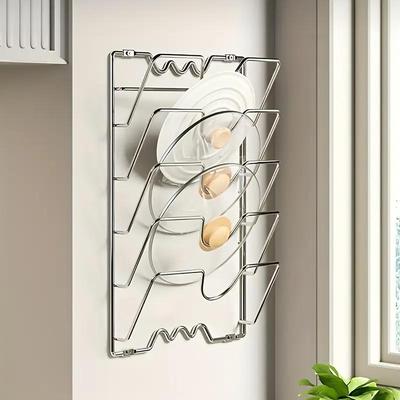 1pcs Hanging Pot Lid Holders, Multifunctional Pot And Lid Rack Wall-mounted Storage Rack, Cutting Board Storage Rack, Kitchen Accessories