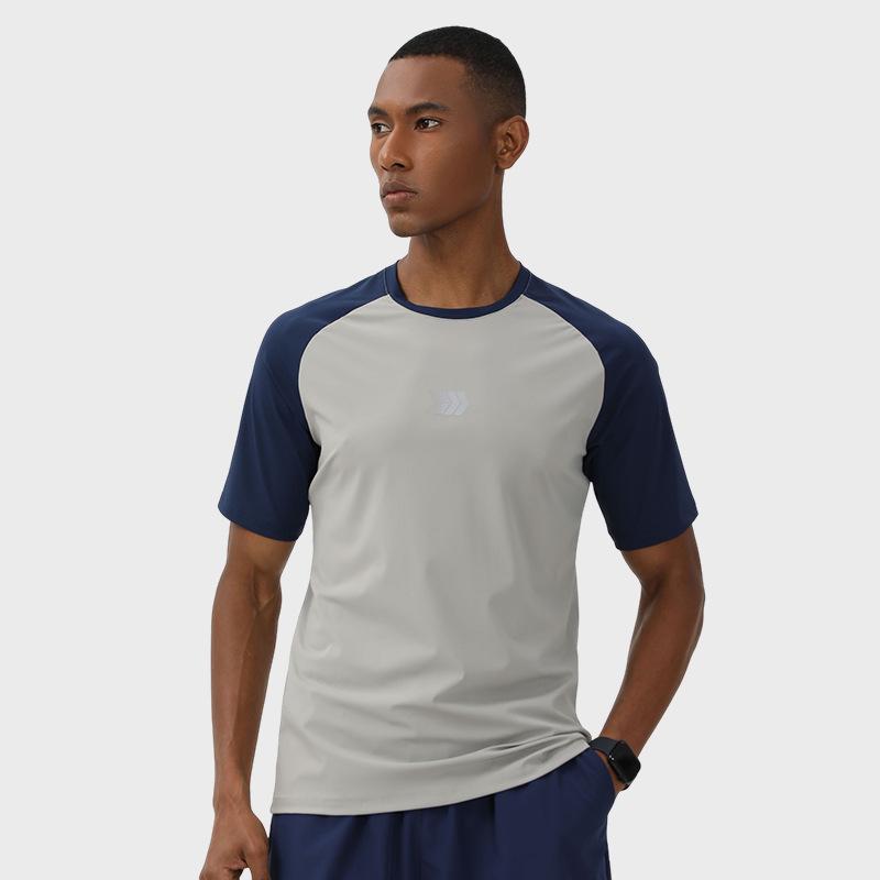 Men s High Elasticity Color Block Sun Protection Sports Top Medium
