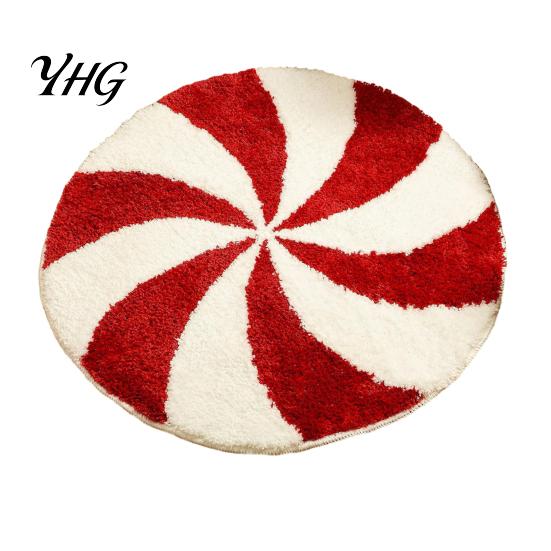 Washable Round Carpet Christmas Rug, 39" Imitation Cashmere Santa Snowflake Pattern, Pattern Rug Holiday Area for Home Living Room Bedroom Decor Stain