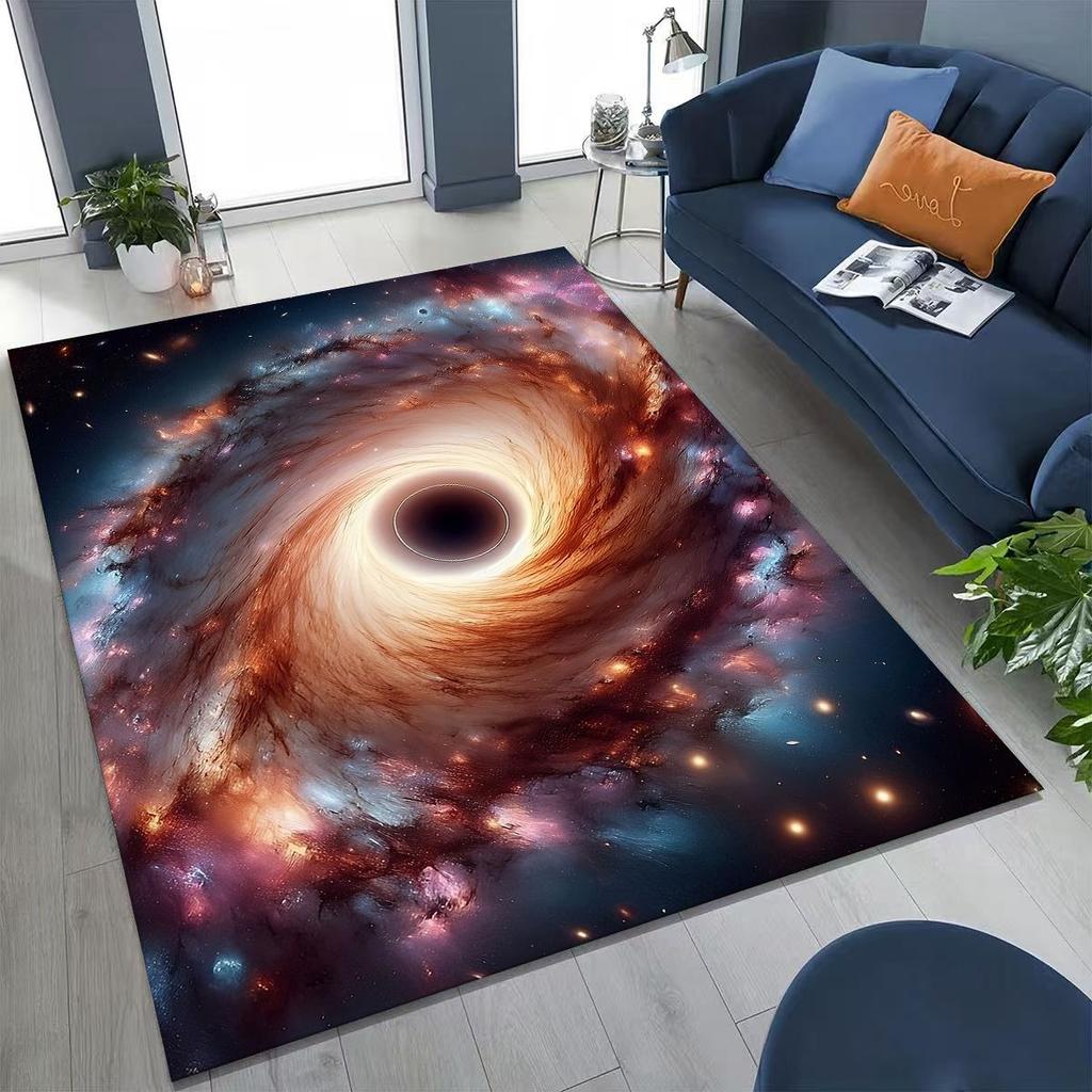 Dreamy Galaxy Universe Space Stars Black Hole Earth Rug for Bedroom Living Room Sofa Home Doormat Decor,Kid Non-slip Floor Mat
