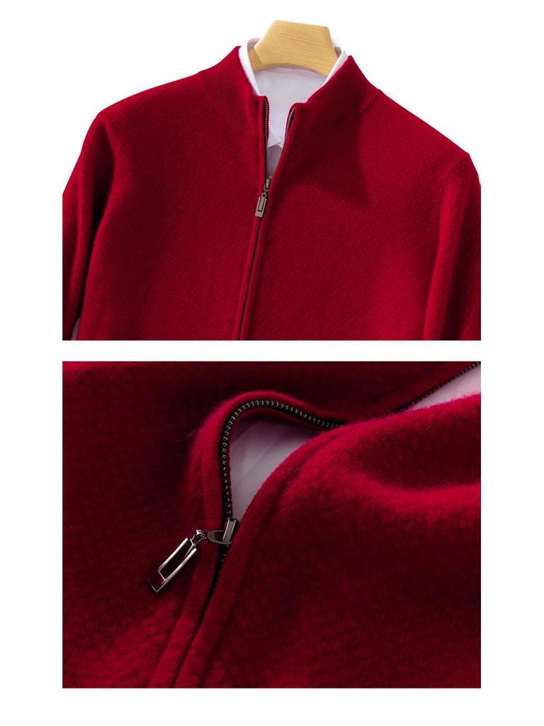 Men's Thick Wool Cardigan - Warm Half-High Collar Knit Sweater for Autumn/Winter