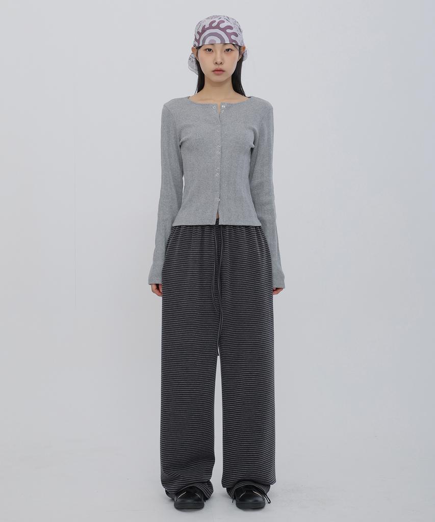 CHICKS Regular Striped Pants Black