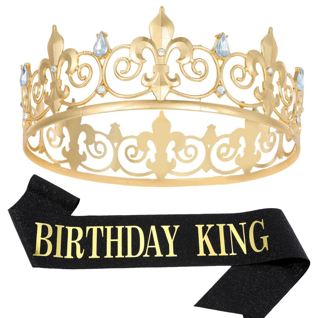 Herr Royal Crown och King Sash Party Set - Legerings Huvudbonadsaccessoar