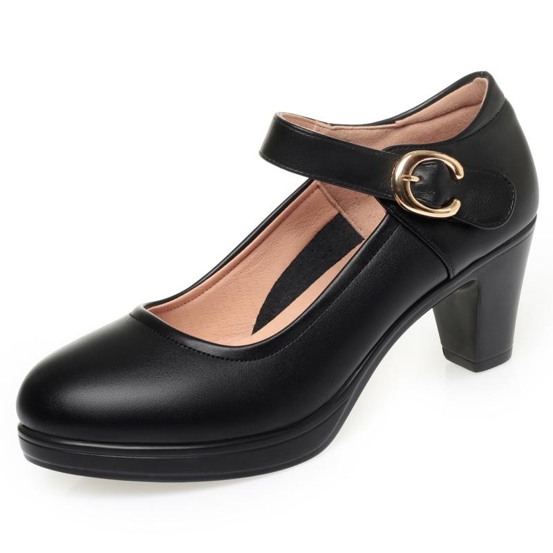 Fashion Women High Heels Women 2024 Soft Leather Chunky Platform Pumps Woman Wedding Party Dance Office Shoes