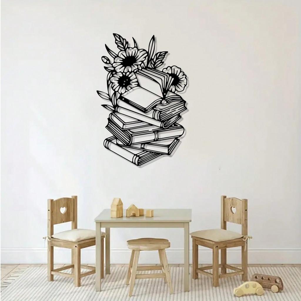 Vintage Metal Book Sculpture Wall Art for Living Room