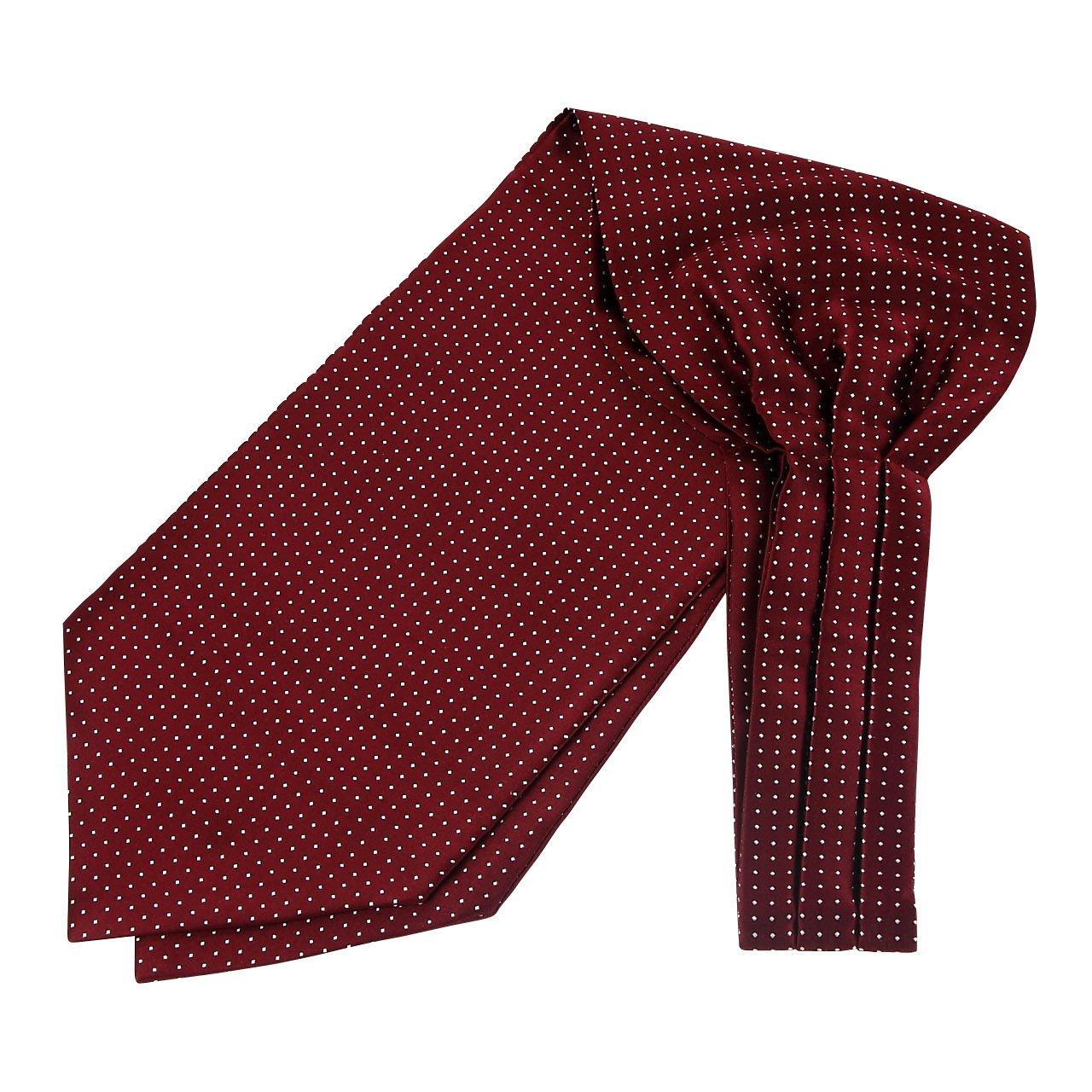 [Ogier] Ascot Tie & Pocket Square, 100% Silk, Dot Pattern, Wine Red, Made in Japan NA-101-WINE
