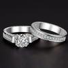 2Pcs Couple Rings Cubic Geometry Shape Men Zirconia Women Shiny All Match