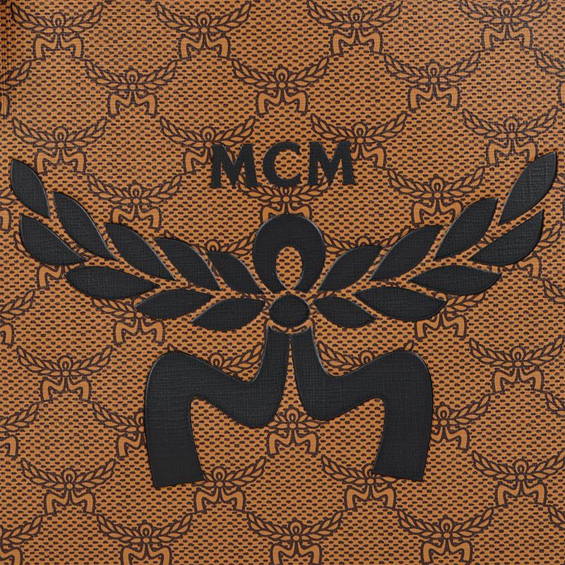 MCM Cognac Monogram Large Tote Bag with Gold Hardware for Daily Use
