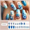 24 Pcs Glossy Press On Nail French Tips False Nail Flowers Full Cover Stick On Nail Short Ballerinas Acrylic Nail