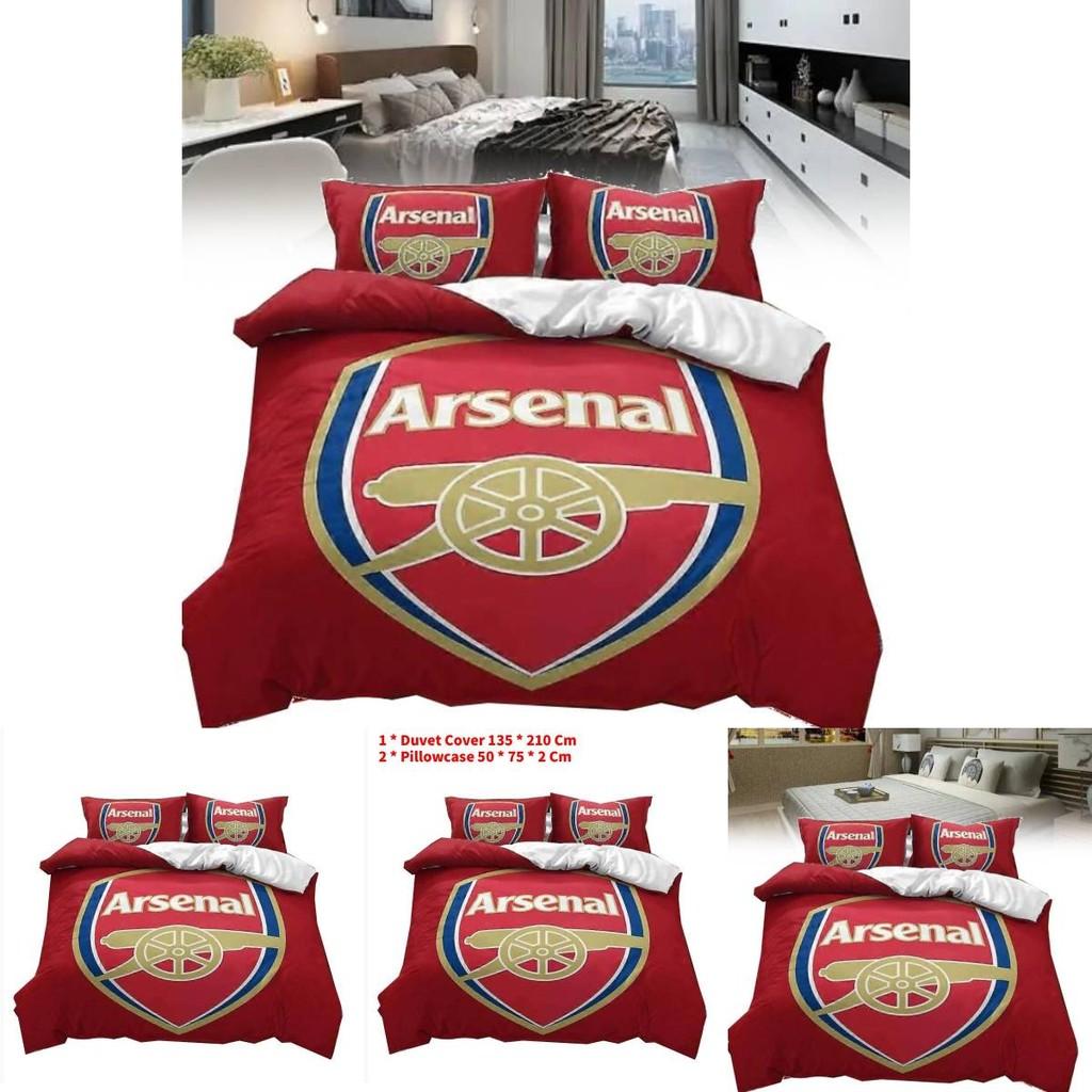 Arsenal Football Club Soccer Print Duvet Cover Set With Polyester Material For Sports Fans Bedroom Decor