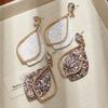 Leather Sequined Double Leaf Earrings High-End Party Banquet Earrings Women'S Fashion Exaggerated Earrings