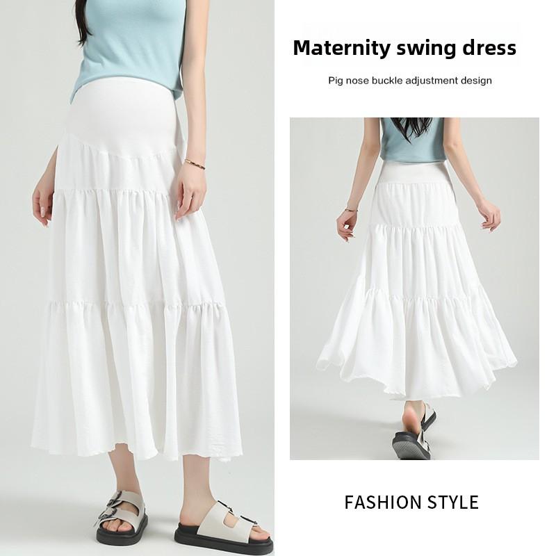 Maternity Skirt for Summer, Women's Mid-length Loose-fitting Slimming Flared Skirt with High Waist