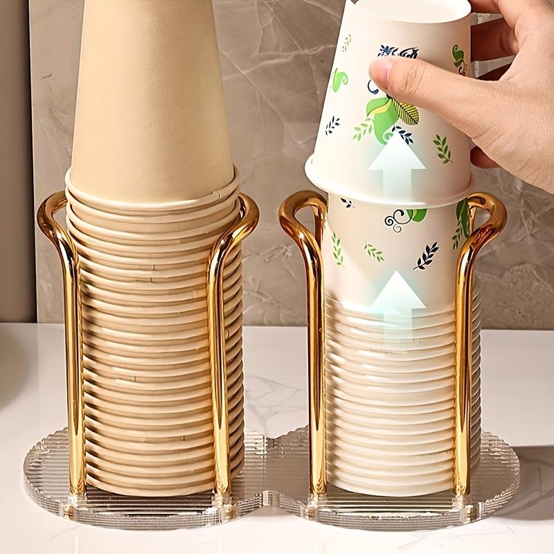 1PC Light Luxury Paper Cup Holder, Disposable Cup Picker, Desktop Storage, Acrylic Teacup, Commercial Water Cup Storage