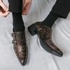Britain Monk Double Strap Loafers Men's Pointed Skeleton Patent Leather Shoes Designer Formal Wedding Dress Homecoming Footwear