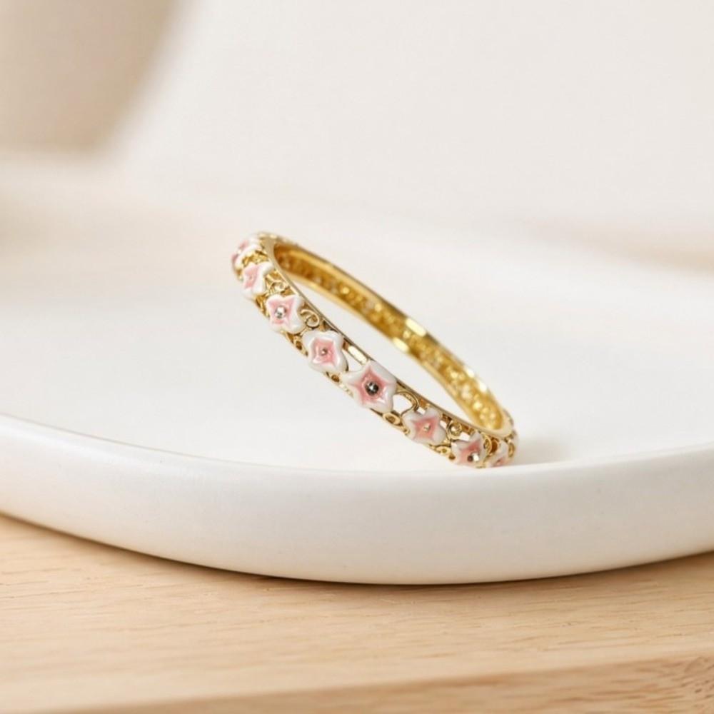 Traditional Chinese Flower Bangle Enamel Floral Women's Hand Bracelet Hanfu Cheongsam