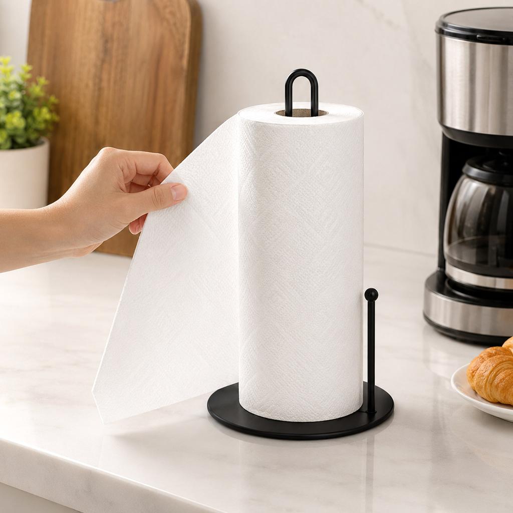Black Round Towel Holder for Kitchen Countertop
