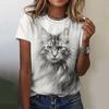 Summer Round Neck 3D Cartoon Animals Print Top Fashionable Casual Short Sleeved Women's T-shirts