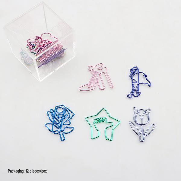 Creative Blue Metal Paper Clips: Versatile Shapes for Office and Bookmarks